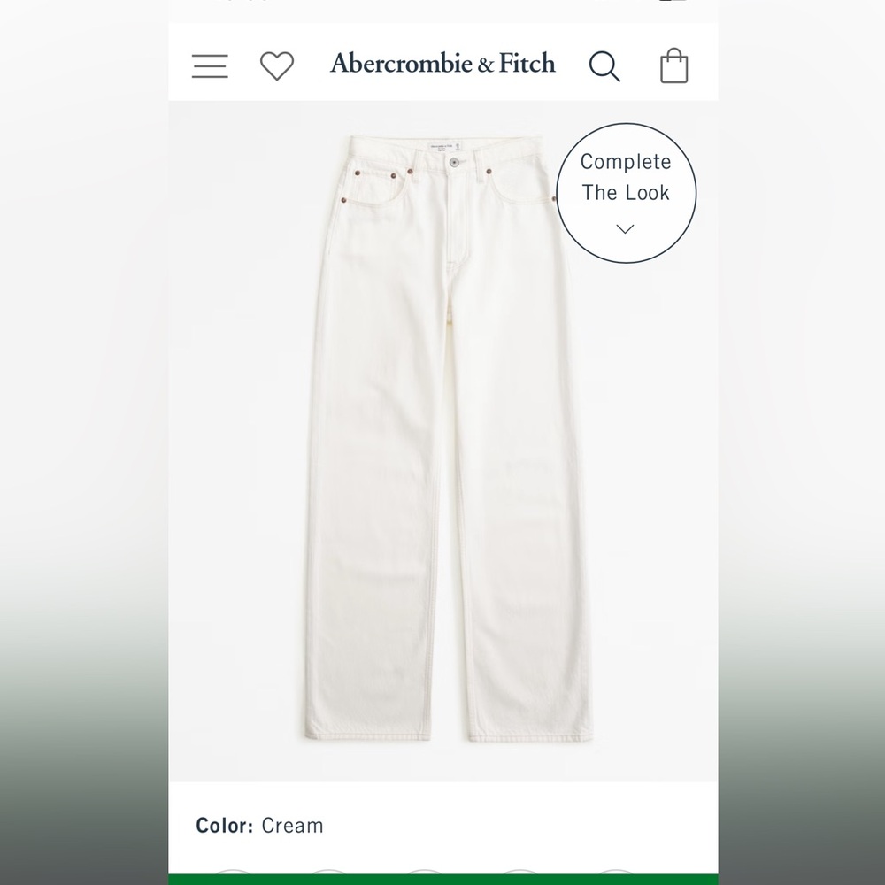 Abercrombie and Fitch 	
High Rise Loose Jean in Cream size 8 long